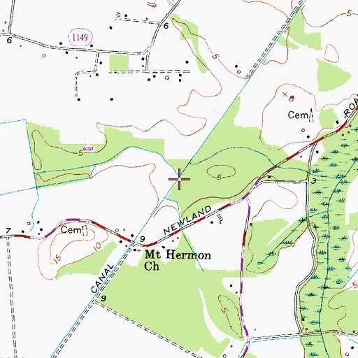 Topographic Map of Moccasin Canal, NC