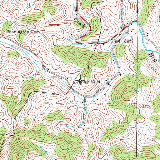 Topographic Map of Mock Cemetery, NC