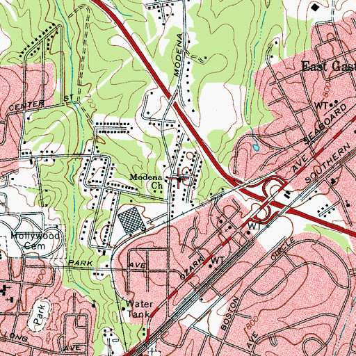 Topographic Map of Modena Church, NC