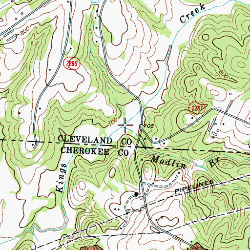 Topographic Map of Modlin Branch, NC