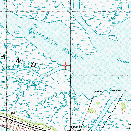 Topographic Map of Molasses Creek, NC