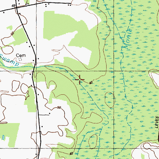 Topographic Map of Mollie Swamp, NC