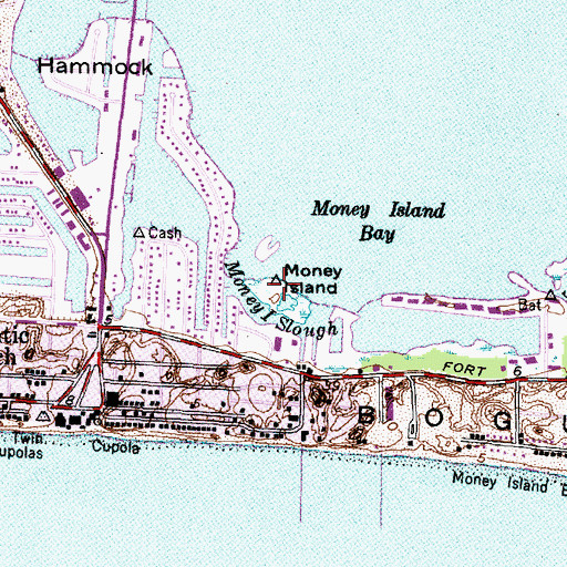 Topographic Map of Money Island, NC