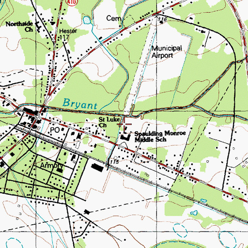 Topographic Map of Monroe School, NC