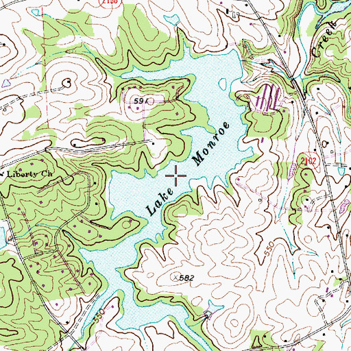 Topographic Map of Lake Monroe, NC
