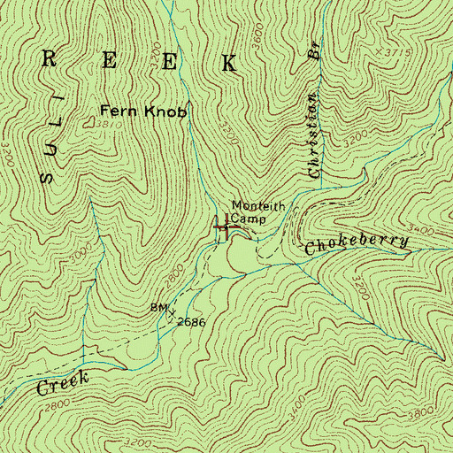 Topographic Map of Monteith Camp, NC