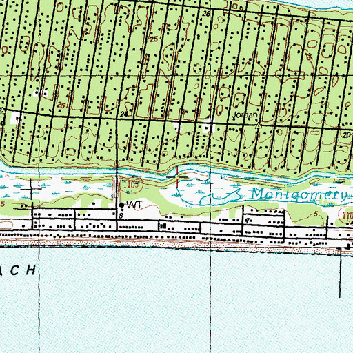 Topographic Map of Montgomery Slough, NC