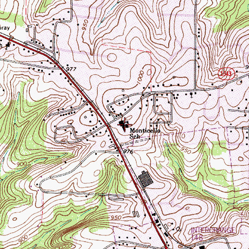Topographic Map of Monticello School, NC
