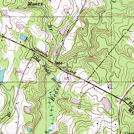 Topographic Map of Moore Branch, NC