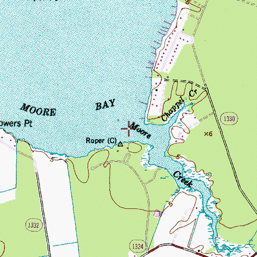 Topographic Map of Moore Creek, NC