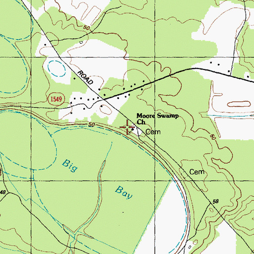 Topographic Map of Moore Swamp Church, NC