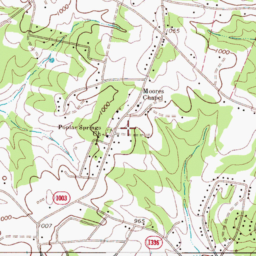 Topographic Map of Moores Chapel, NC