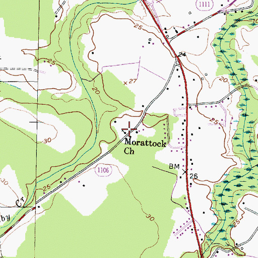 Topographic Map of Morattock Church, NC