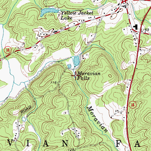 Topographic Map of Moravian Falls, NC