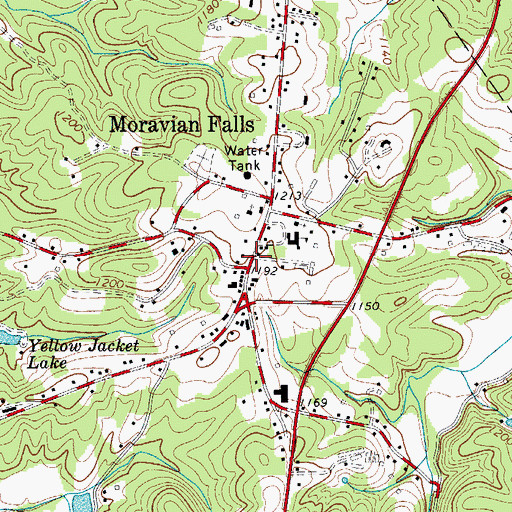 Topographic Map of Moravian Falls, NC