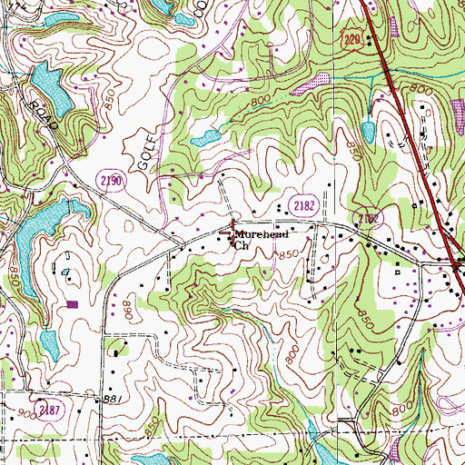 Topographic Map of Morehead Church, NC