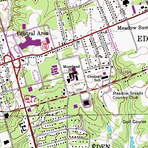 Topographic Map of Morehead School, NC