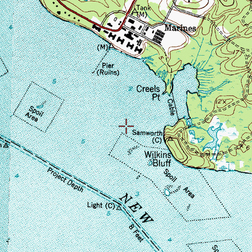 Topographic Map of Morgan Bay, NC
