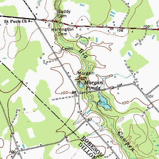 Topographic Map of Morgan Cemetery, NC