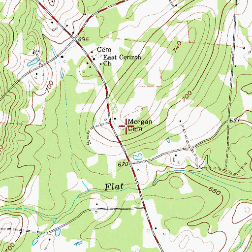 Topographic Map of Morgan Cemetery, NC