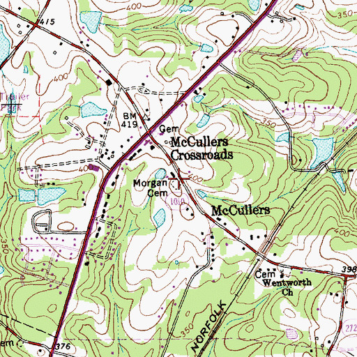 Topographic Map of Morgan Cemetery, NC