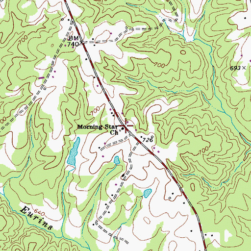 Topographic Map of Morning Star Baptist Church, NC