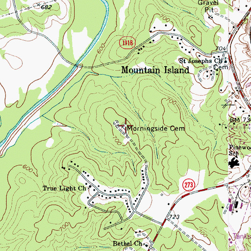 Topographic Map of Morningside Cemetery, NC