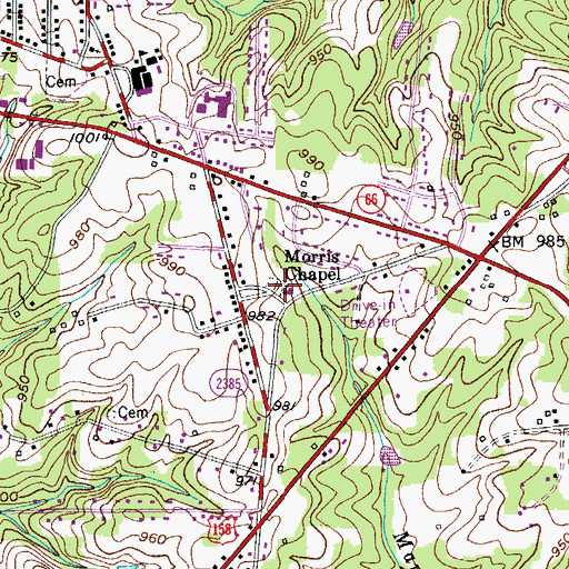 Topographic Map of Morris Chapel, NC