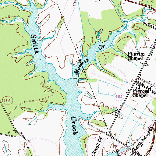 Topographic Map of Morris Creek, NC