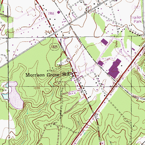 Topographic Map of Morrison Grove School, NC