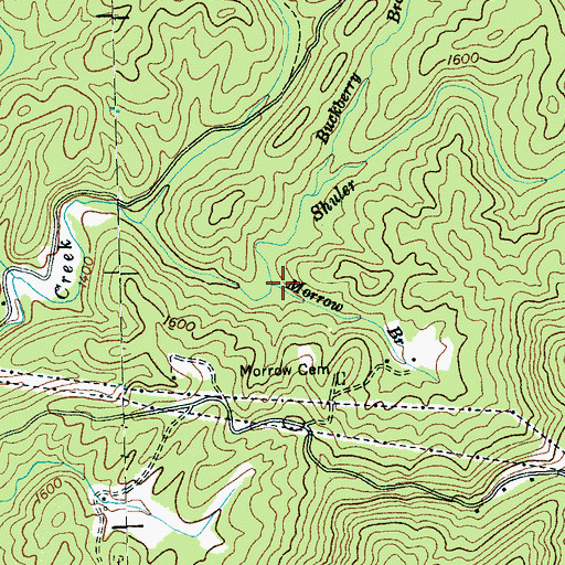 Topographic Map of Morrow Branch, NC