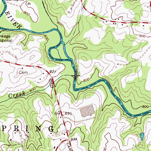 Topographic Map of Morrow Creek, NC