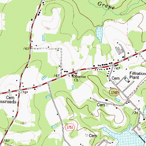 Topographic Map of Morton Church, NC