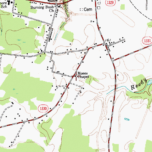Topographic Map of Moses Chapel, NC