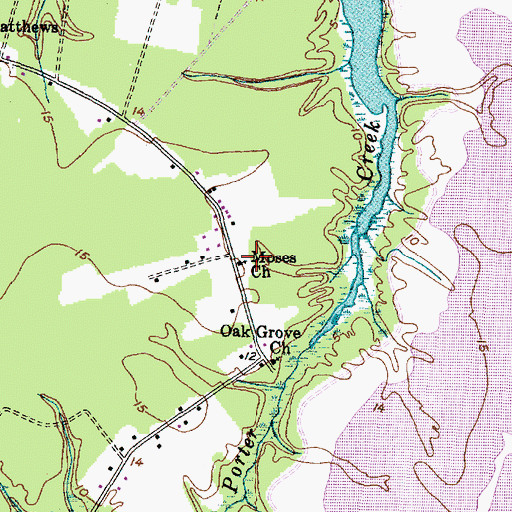 Topographic Map of Moses Church, NC