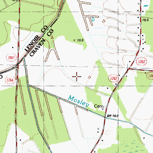 Topographic Map of Mosley Creek, NC