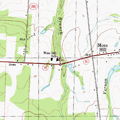 Topographic Map of Moss Hill School, NC