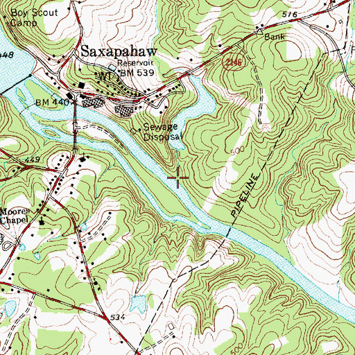 Topographic Map of Motes Creek, NC
