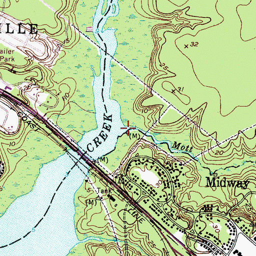 Topographic Map of Mott Creek, NC