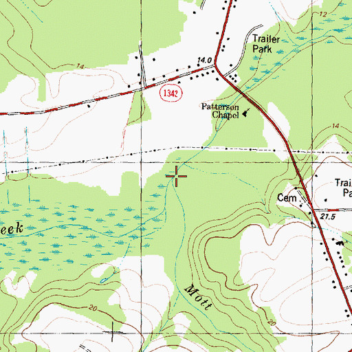 Topographic Map of Mott Swamp, NC