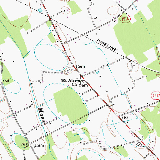 Topographic Map of Mount Airy Church, NC