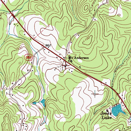 Topographic Map of Mount Anderson Church, NC