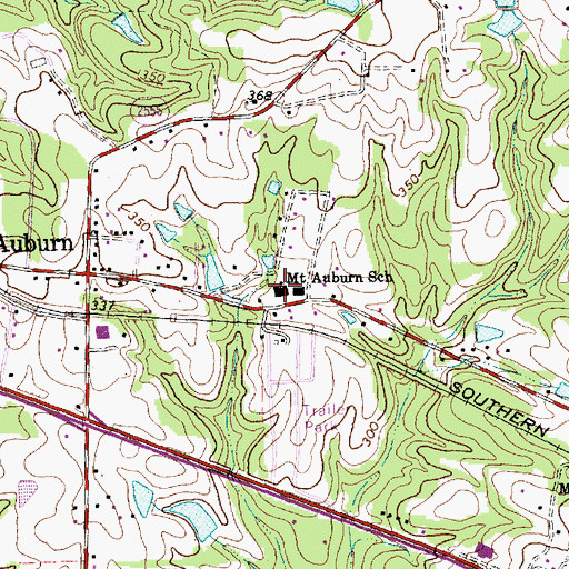 Topographic Map of Mount Auburn School, NC