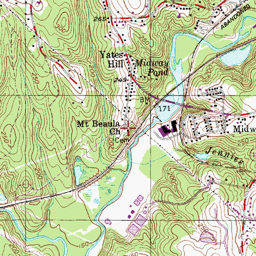 Topographic Map of Mount Beaula Church, NC