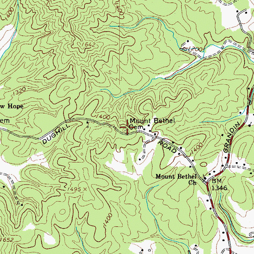 Topographic Map of Mount Bethel Cemetery, NC