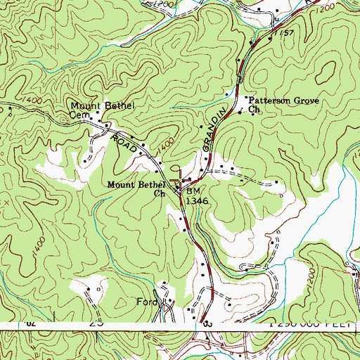 Topographic Map of Mount Bethel Church, NC