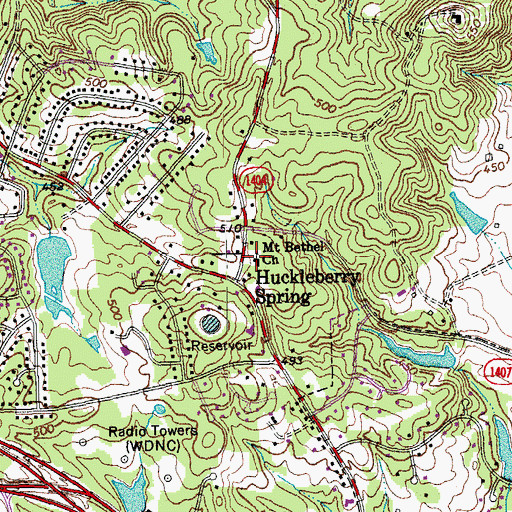 Topographic Map of Mount Bethel Church, NC