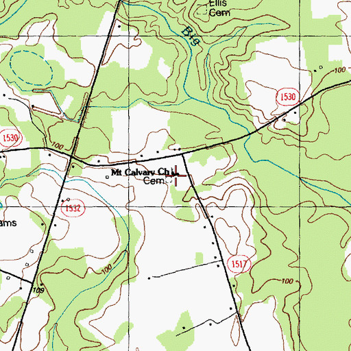 Topographic Map of Mount Calvary Church, NC