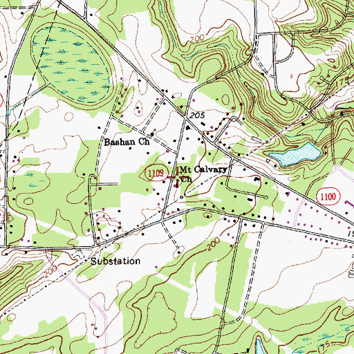 Topographic Map of Mount Calvary Church, NC