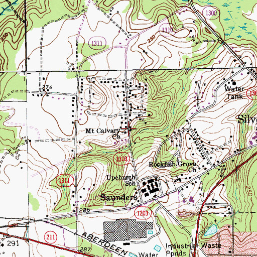 Topographic Map of Mount Calvary Church, NC